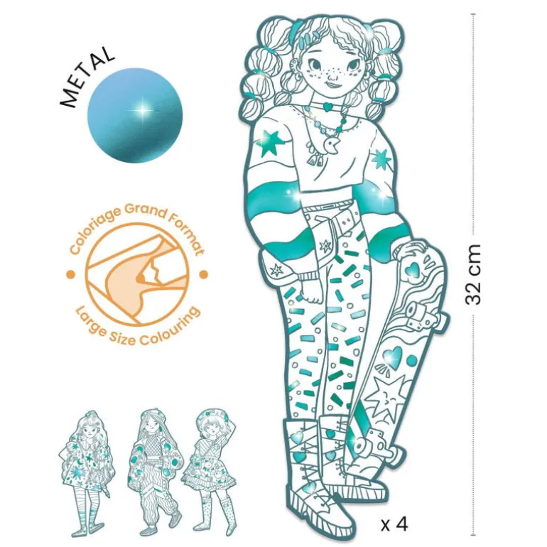 4 coloriages mode "Angèle & ses amies" Les demoiselles 9547<Djeco Store