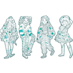 4 coloriages mode "Angèle & ses amies" Les demoiselles 9547<Djeco Store