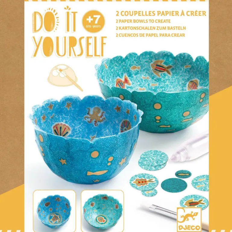 2 coupelles bleues en papier à créer "Dans la mer" 7983<Djeco Cheap