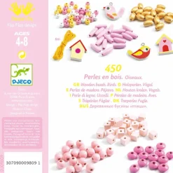 450 Perles en bois "Oiseaux" 9809<Djeco Flash Sale