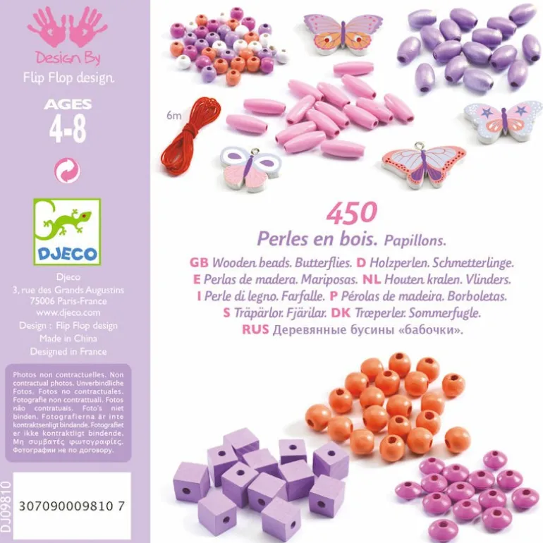 450 Perles en bois "Papillons" 9810<Djeco Flash Sale