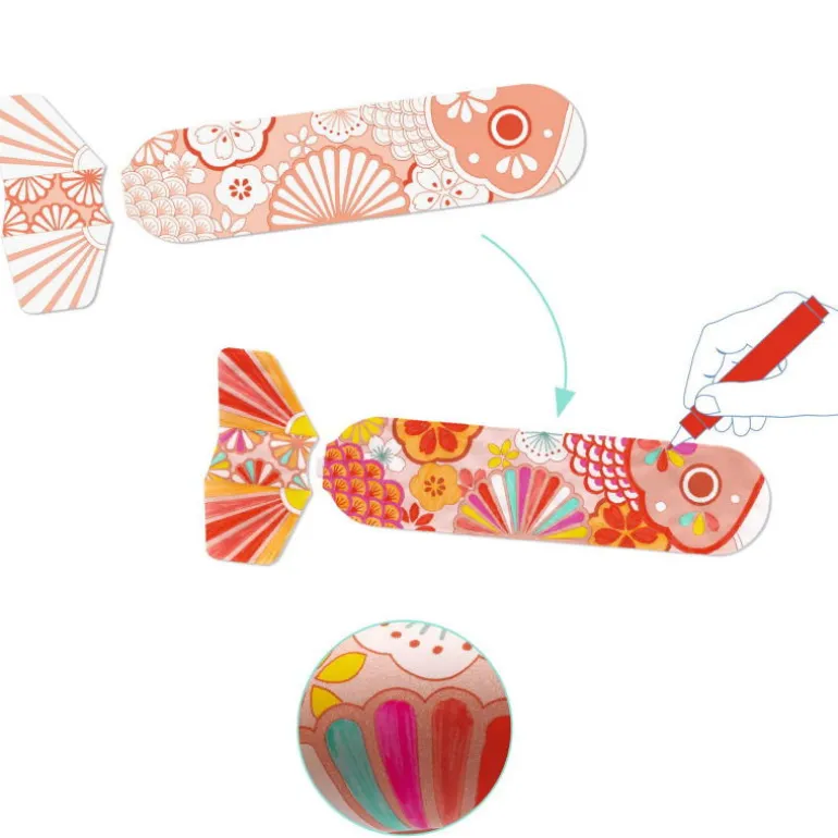 3 poissons volants à colorier "Koinobori" 7943<Djeco Cheap