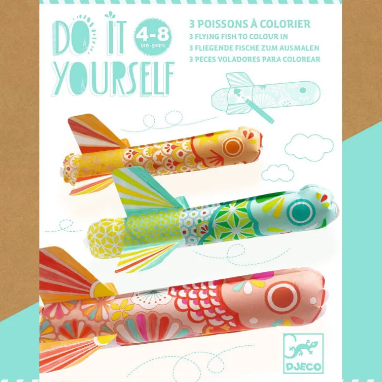 3 poissons volants à colorier "Koinobori" 7943<Djeco Cheap