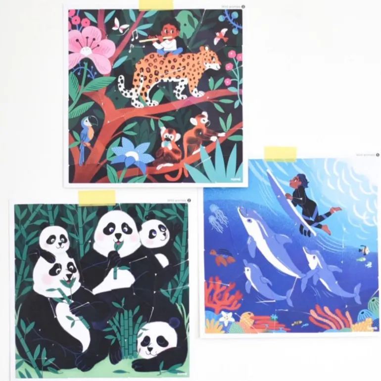 3 puzzles en stickers "Animaux sauvages"<POPPIK Fashion