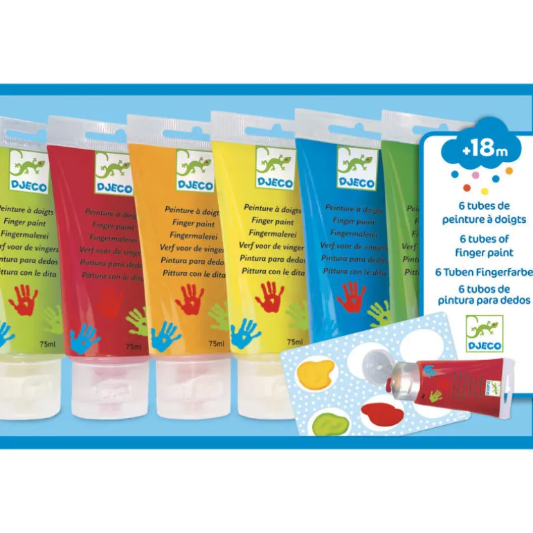 6 tubes de peinture à doigts pour enfant 8860<Djeco Hot