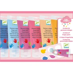 6 tubes de peinture à doigts pour enfant - couleurs "sweet" 9000<Djeco Discount