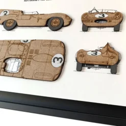 Cadre Jaguar Type D LM57_ décoration vintage auto<Vitrine du Monde Collection Online