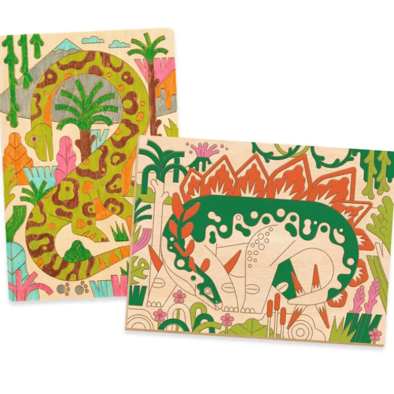 Coffret coloriage sur bois "Dino world" 8739<Djeco Online