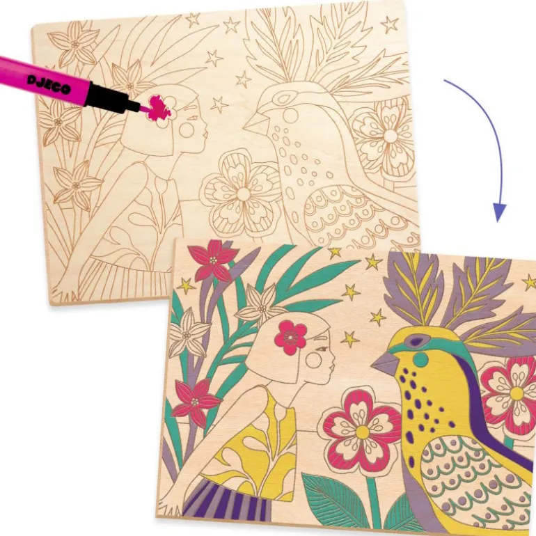 Coffret coloriage sur bois "Sweet girls" 8738<Djeco Cheap