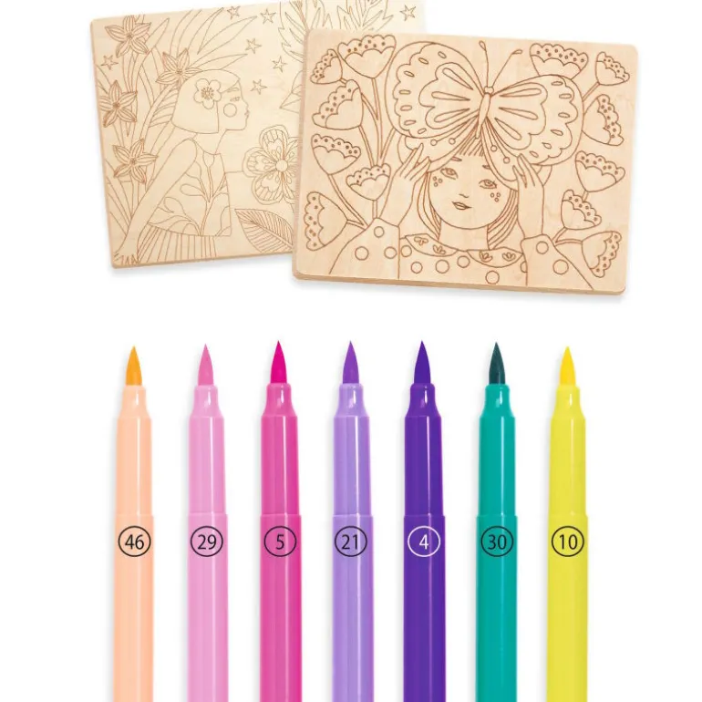 Coffret coloriage sur bois "Sweet girls" 8738<Djeco Cheap