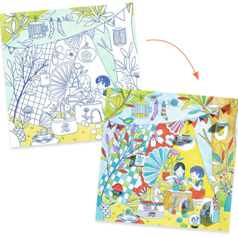 Coloriage à fenêtres "Les cabanes de Nina" 9683<Djeco Best Sale