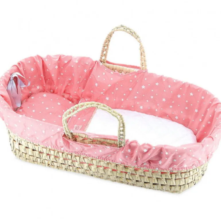 Couffin avec garnissage "Corail étoilé" pour poupée de 36 à 48 cm<Petitcollin Fashion