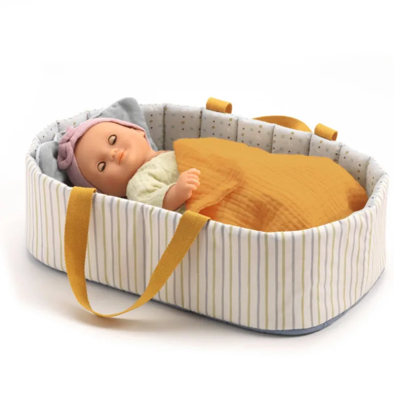 Couffin 'Blue lines' accessoire pour poupée POMEA de 7845<Djeco Discount