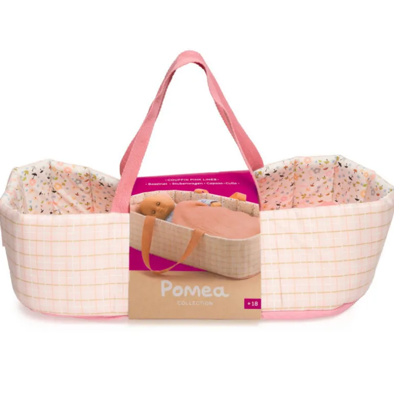 Couffin 'Pink lines' accessoire pour poupée POMEA de 7844<Djeco Online