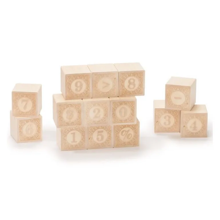 Cubes 'chiffres' en bois naturel<Uncle Goose Shop