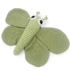 Doudou hochet "Papillon vert" en coton bio - - The veggy toys<MyuM Store