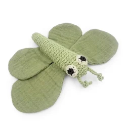 Doudou hochet "Papillon vert" en coton bio - - The veggy toys<MyuM Store