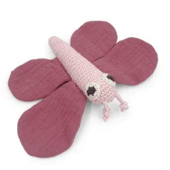 Doudou hochet "Papillon rose" en coton bio - - The veggy toys<MyuM Flash Sale