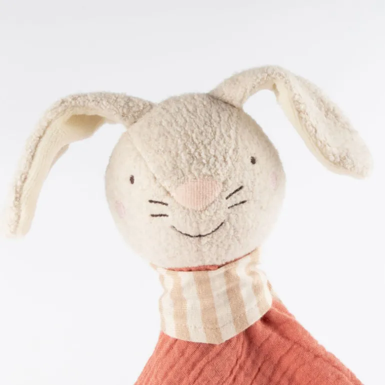 Doudou lapin en mousseline de coton rose corail 39925<SIGIKID Online