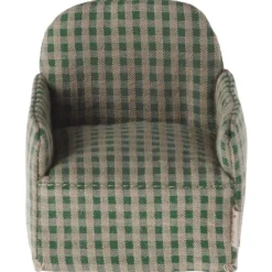 Fauteuil en tissu Vichy vert pour souris<Maileg New