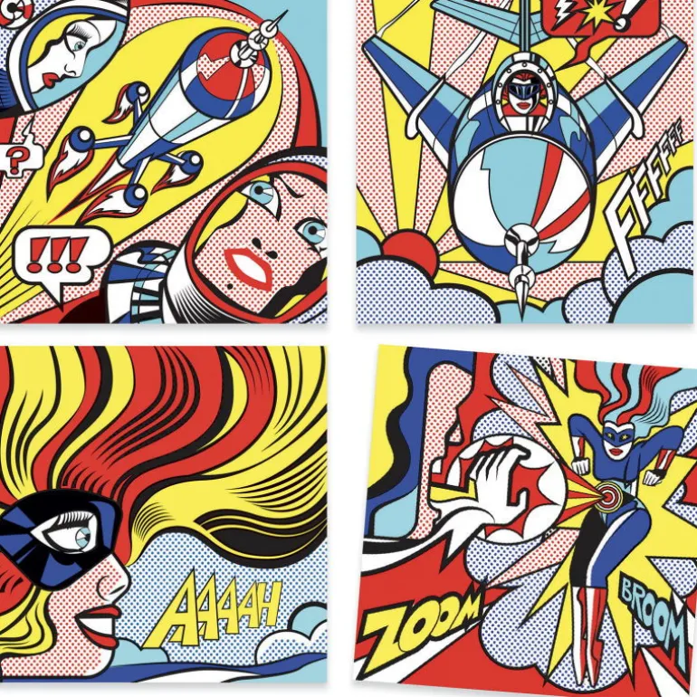 Feutres pinceaux et décalcomanies "Heroes" 9376 inspired by Roy Lichtenstein<Djeco Outlet