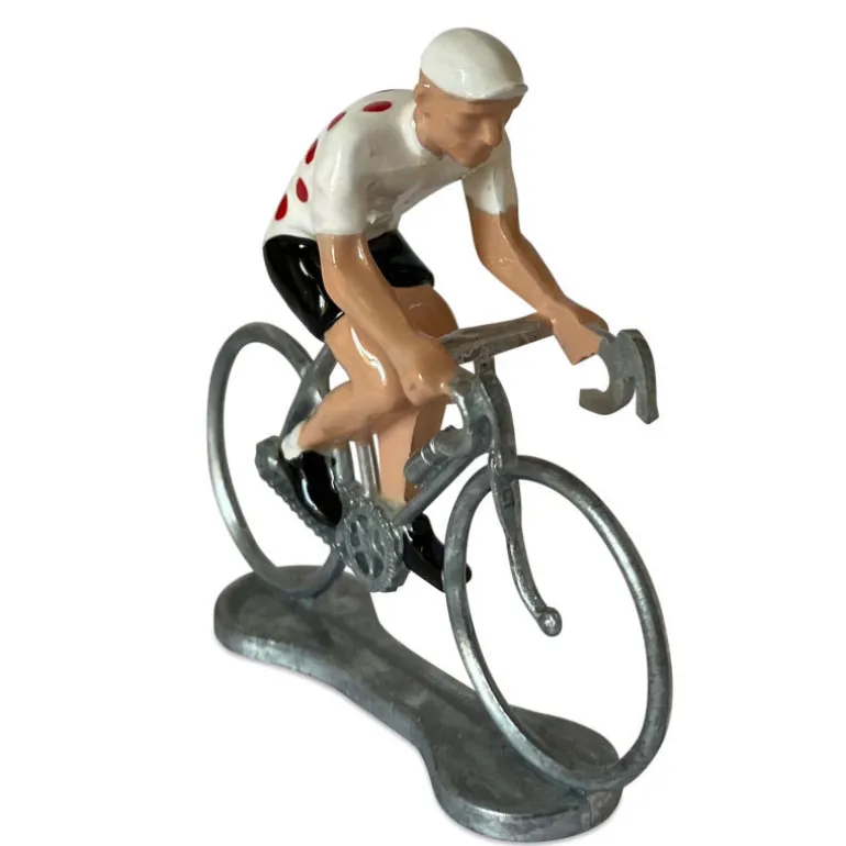 Figurine cycliste maillot blanc pois rouge _ Bernard & Eddy<Bernard & Eddy Clearance