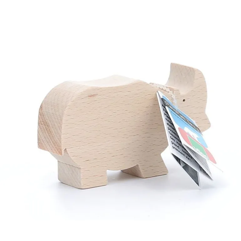 Figurine d'animal en bois "Rhinocéros" de Pompon, 9103B<VILAC New