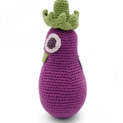Hochet aubergine en crochet "The veggy toys", coton bio<MyuM Clearance