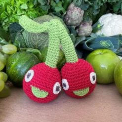 Hochet cerises en crochet "The veggy toys", coton bio<MyuM Sale