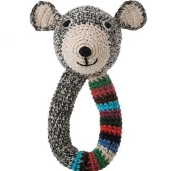 Hochet nounours en crochet "Teddy" gris et rayé anne-claire petit<anne claire petit Shop
