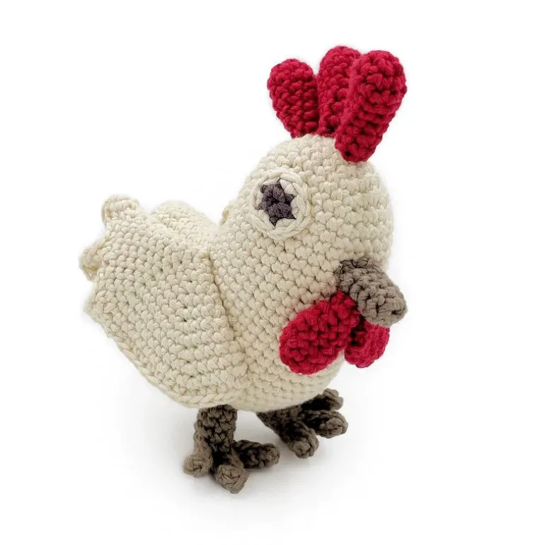 Hochet Poule en crochet en coton bio - -The veggy toys<MyuM Store