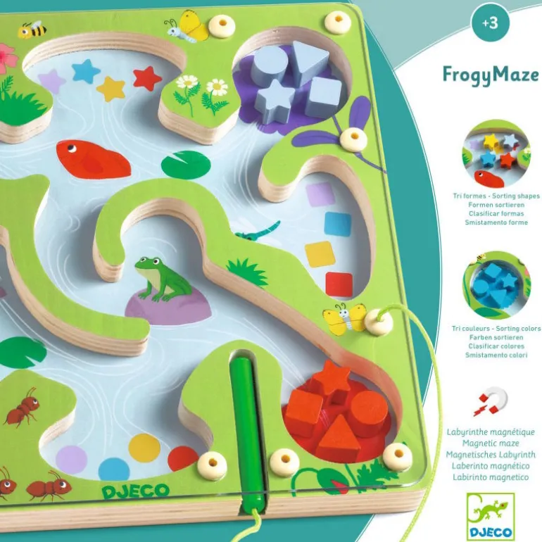 Jeu de labyrinthe magnétique en bois "FrogyMaze" 1614<Djeco New