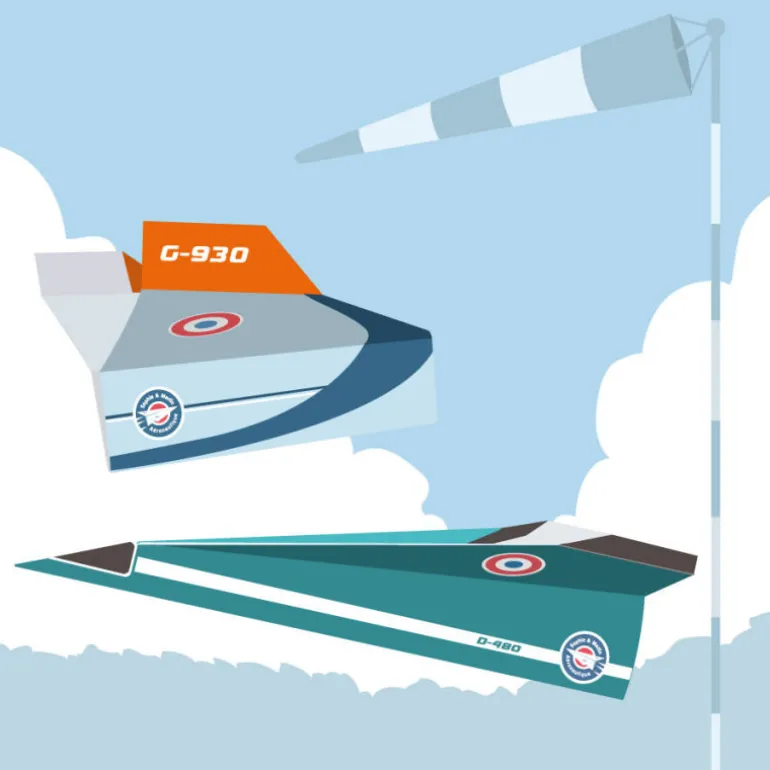 Les avions planeurs, maquettes en papier ''<Sophie et Martin Discount