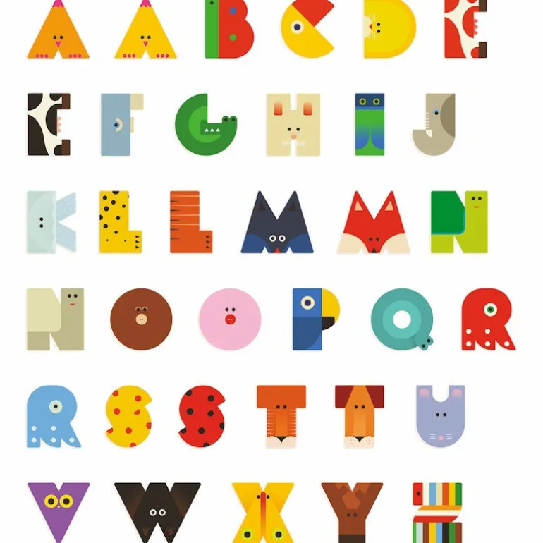 Lettre H en bois Animaux graphiques<Djeco Fashion