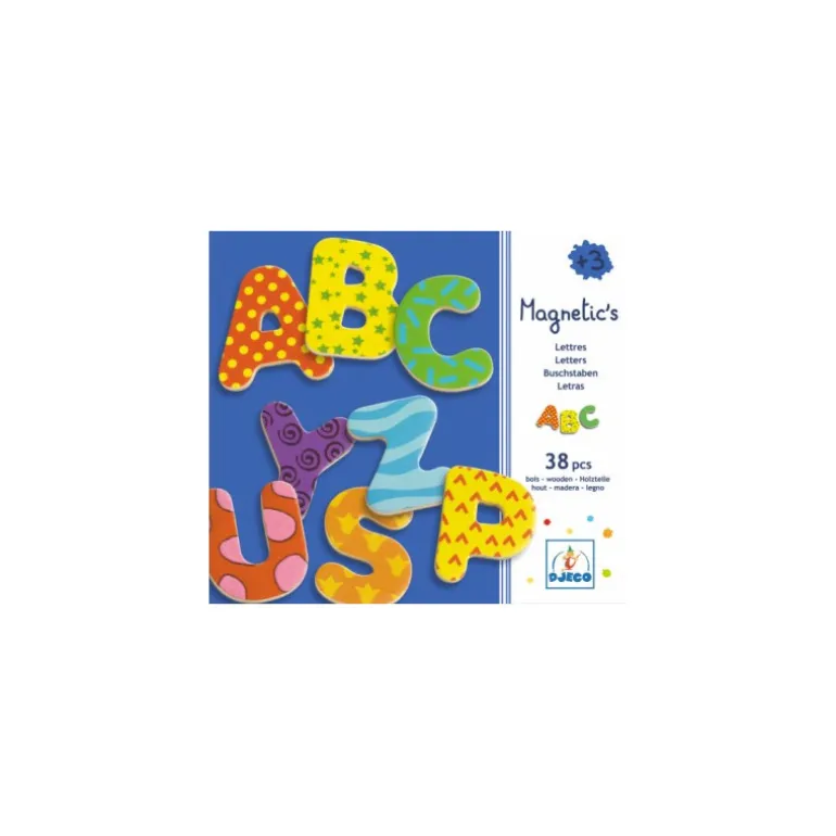 Lettres magnétiques fantaisie en bois DJO3100<Djeco Outlet