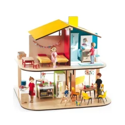 Maison de poupées meublée Color + poupées<Djeco Flash Sale