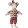 Maman souris aux sports d'hiver sur ses skis - Rouge<Maileg New