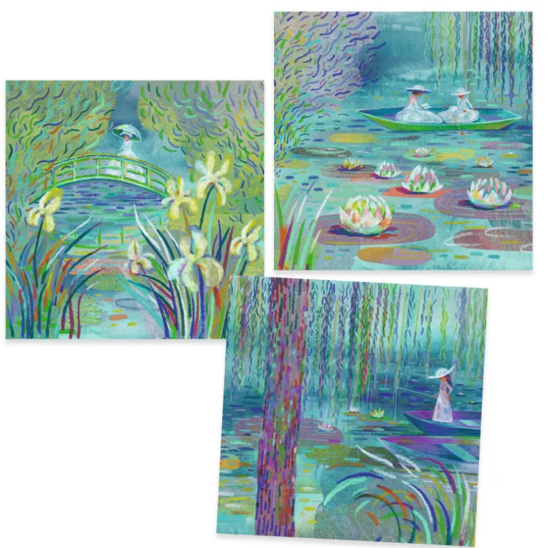 Pastels "Sur l'étang aux Nymphéas" 9384 inspired by Claude Monet<Djeco Discount