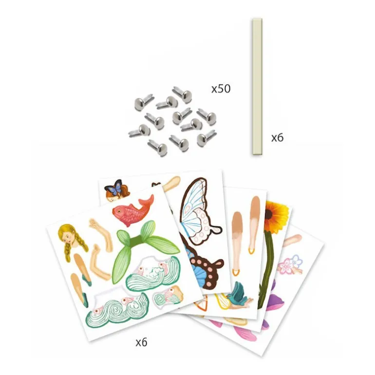 Petits pantins à colorier "Fées" 9654<Djeco Discount