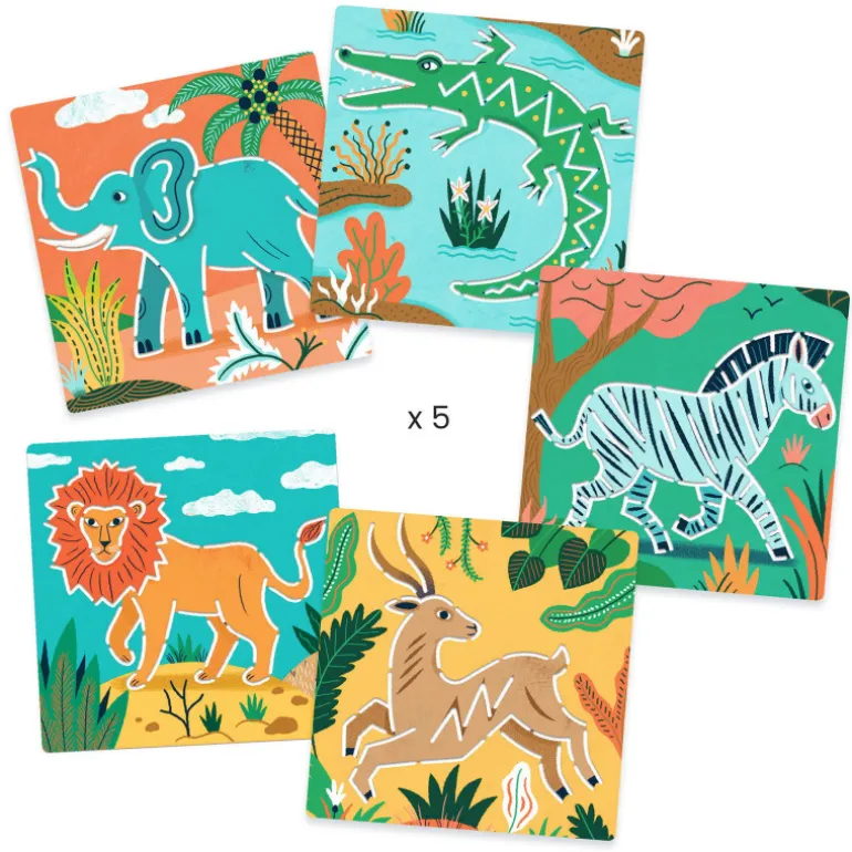 Pochoirs Animaux sauvages 8916<Djeco Cheap