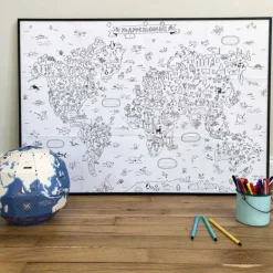 Poster géant à colorier 'Mappemonde' Pirouette Cacahouète<PIROUETTE CACAHOUETE Discount