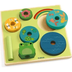 Puzzle d'encastrement et jeu d'empilement "Puzz & Stack Rainbow" 1077<Djeco Cheap