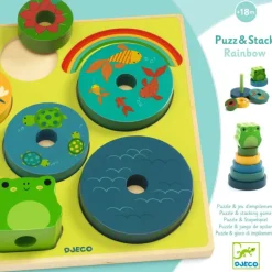Puzzle d'encastrement et jeu d'empilement "Puzz & Stack Rainbow" 1077<Djeco Cheap