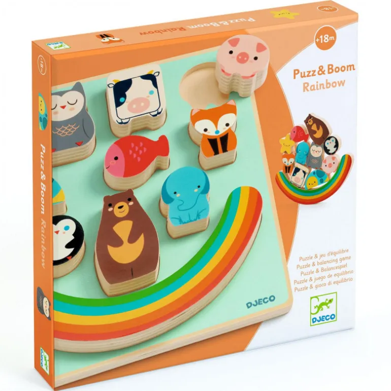 Puzzle d'encastrement et jeu d'équilibre "Puzz & Boom Rainbow" 1076<Djeco Best