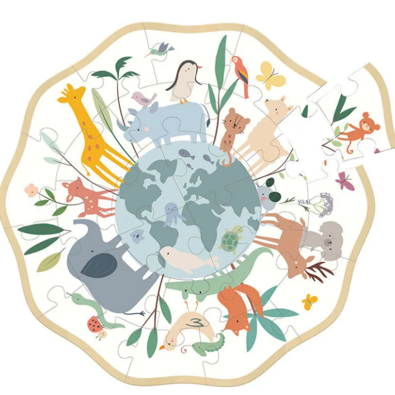 Puzzle en bois 24 pcs 'Autour du Monde' Sarah Betz 7102<VILAC Sale