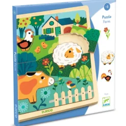 Puzzle en bois 'Puzzlo Ferme' 15 pcs 1825<Djeco Online