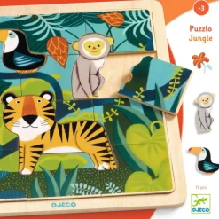 Puzzle en bois 'Puzzlo Jungle' 15 pcs 1810<Djeco Outlet