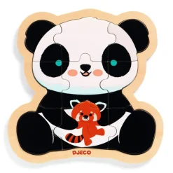 Puzzle en bois 'Puzzlo Panda' 9 pcs 1821<Djeco Hot