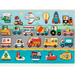 Puzzle en bois véhicules 'Puzzlo Vroom' 22 pcs 1831<Djeco Flash Sale