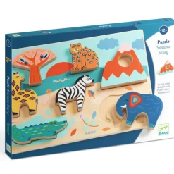 Puzzle relief en bois Savana Story, jeu d'encastrement 1068<Djeco Fashion